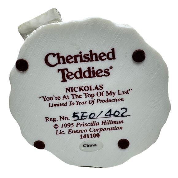 Cherished Teddies-141100-“You’re At The Top Of My List “ Nickolas (Vintage 1995) - Picture 6 of 10